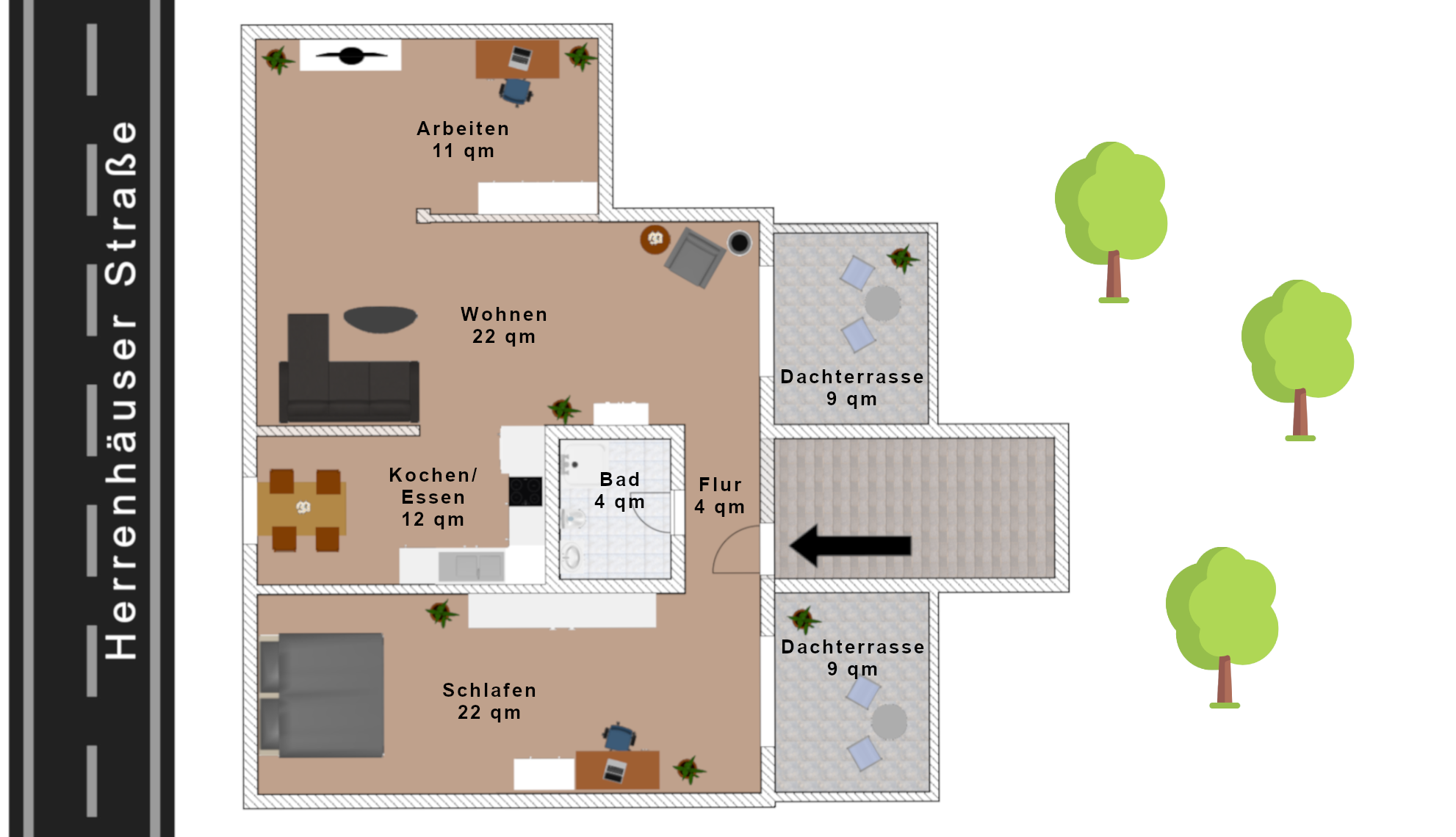 Grundriss Penthousewohnung (4. OG)